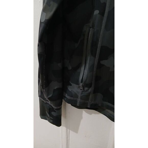 Yogalicious womens xl camou full zip running jacket gray black mock neck - Picture 2 of 7